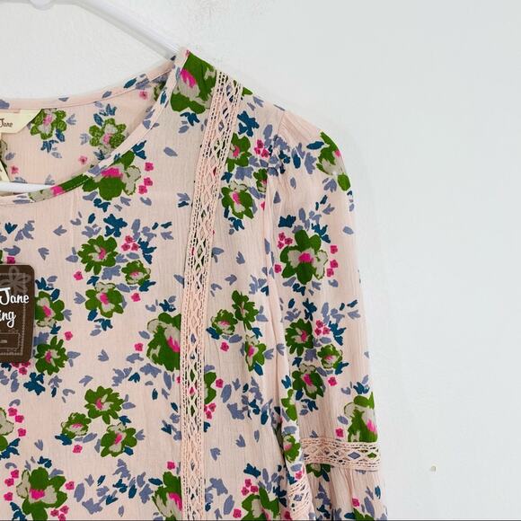 NWT Matilda Jane Like A Lady Pink Floral Crochet Tunic Blouse Small - Picture 5 of 15